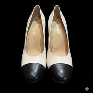 CHANEL Cream and Black Heels with Sophisticated Style